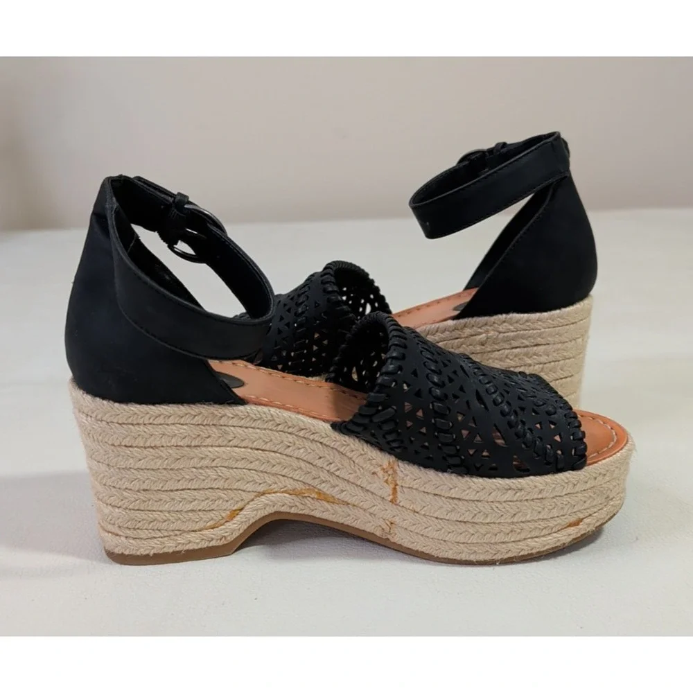 Indigo Rd Platform Wedge Sandal Womens Black 7.5 Espadrille Boho Feminine Resort